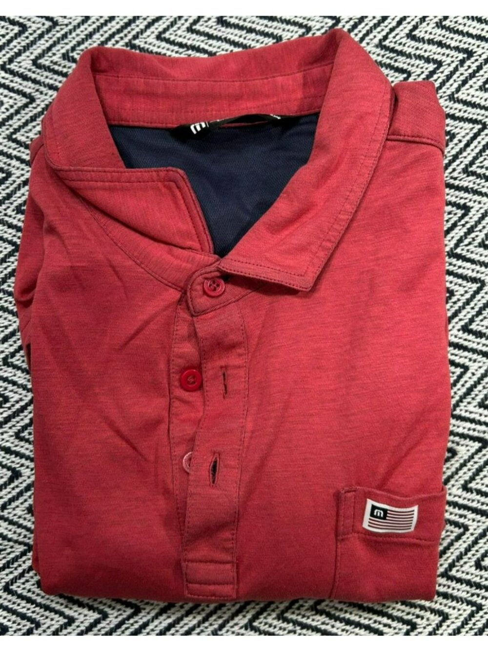 TravisMathew Red Short Sleeve Polo Shirt L Soft Cotton Blend Men's Casual Wear